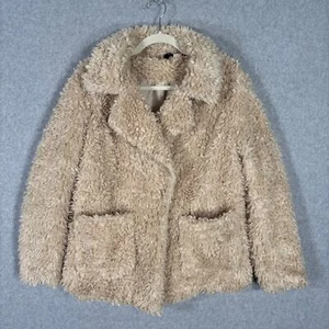 H&M Divided Jacket Womens Small Teddy Sherpa Fuzzy Faux Fur Boho Grunge Coat - Picture 1 of 10
