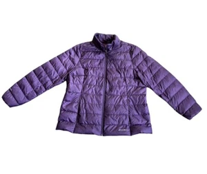 Eddie Bauer Purple Puffer Jacket EB 650 Mens Size 2XL Full Zip Down Light - Picture 1 of 7
