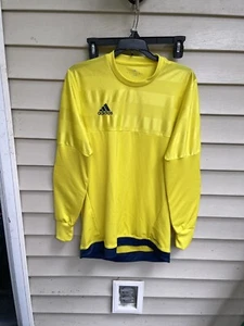 Adidas Mens Soccer Jersey Shirt Padded Elbows Goalie Climalite Navy Yellow SZ S - Picture 1 of 4