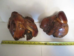 Stunning Large Mid Century Solid Burl Wood Knotty Bookends - Picture 1 of 17