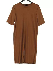 Zara Women's Midi Dress S Brown Polyester with Elastane T-Shirt Dress - Picture 1 of 5