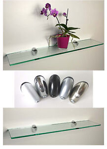 Glas Wandregal 60x12 cm Klar 8 mm runde Ecken Clip MINI in 5 Farben Ablage Board