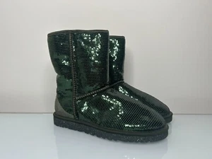 UGG Australia Dark Green Sequin Short Boots 8 US 1006739 - Picture 1 of 6