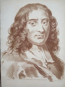 JC FRANÇOIS (1717-1769) GRAVURE XVIII° SANGUINE PORTRAIT P. BAYLE PHILOSOPHIE - Foto 1 di 3