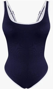 Costume da bagno donna sportivo a costine dimagrante taglio alto taglia S - Foto 1 di 2