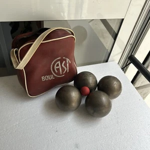 1950s/60s BRONZE/BRASS OLD BOWLS GAME BOWLS WITH MOUTHPIECE PLAY SET - Picture 1 of 9