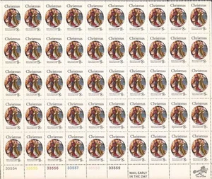 Estampilla de Estados Unidos - Ángeles de Navidad 1972 - Hoja de 50 estampillas - Scott #1471 - Imagen 1 de 1