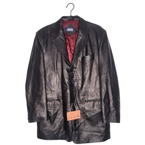 Austin Reed Lederjacke Blazer Medium schwarz gefüttert Taschen Made in England - Bild 1 von 13