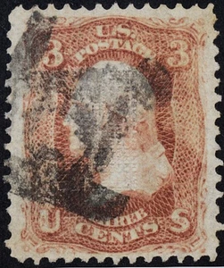 U.S. Classic #94 VF/XF 3 cent Red "F" Grill with a Masonic cancel - Picture 1 of 2