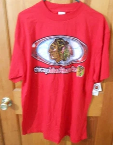 Vintage 1990's Chicago Blackhawks Red Hockey Tee Shirt Mens XL by Logo 7 inc NHL - Picture 1 of 2