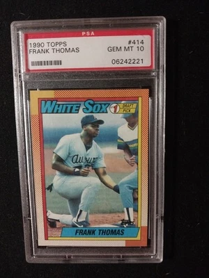 1990 Topps #414 Frank Thomas Name On Front RC Rookie HOF PSA 10 GEM MINT - Image 1 of 3