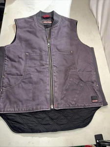 Craftsman men size L grayish purple quilt lined canvas full zip work vest - Picture 1 of 7
