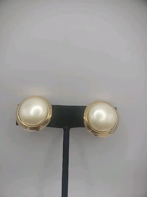 Pendientes Marvella Vintage Clip Tono Dorado Piedra Blanca Joyería Disfraz Foto 1 de 4