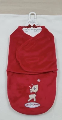 Baby’s 1st Christmas Swaddle Bag 0–3M - Envoltura de reno rojo - Mantas y más allá Foto 1 de 2