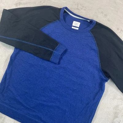 Rag & Bone New York Raglan Sweatshirt Men XL Blue Black ColorBlock Designer Peru - Image 1 of 4