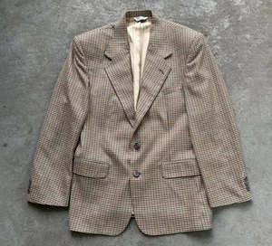VTG 80s Blazer Men’s 40R Houndstooth Light Brown Wool Sport Coat Made In USA - Picture 1 of 11