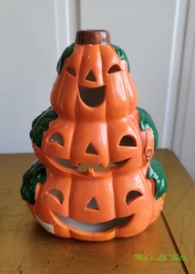 Vintage World Bazaar Happy Stack Of Jack O Laterns Candle Holder Tea Light - Picture 1 of 5