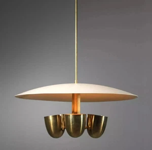 Antique Mid Century Vintage 4 Light Modern Raw Brass Pendant Sputnik Chandelier - Picture 1 of 9