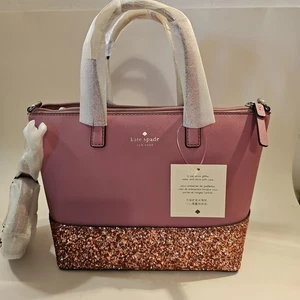 Kate Spade New York Greta Court Glitter Ina Satchel Dusty Peony New with Tags - Picture 1 of 11