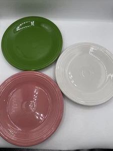 LOT OF 3 FIESTA DINNER PLATES APPROX. 10 1/2" White, Green, & Pink - Picture 1 of 16