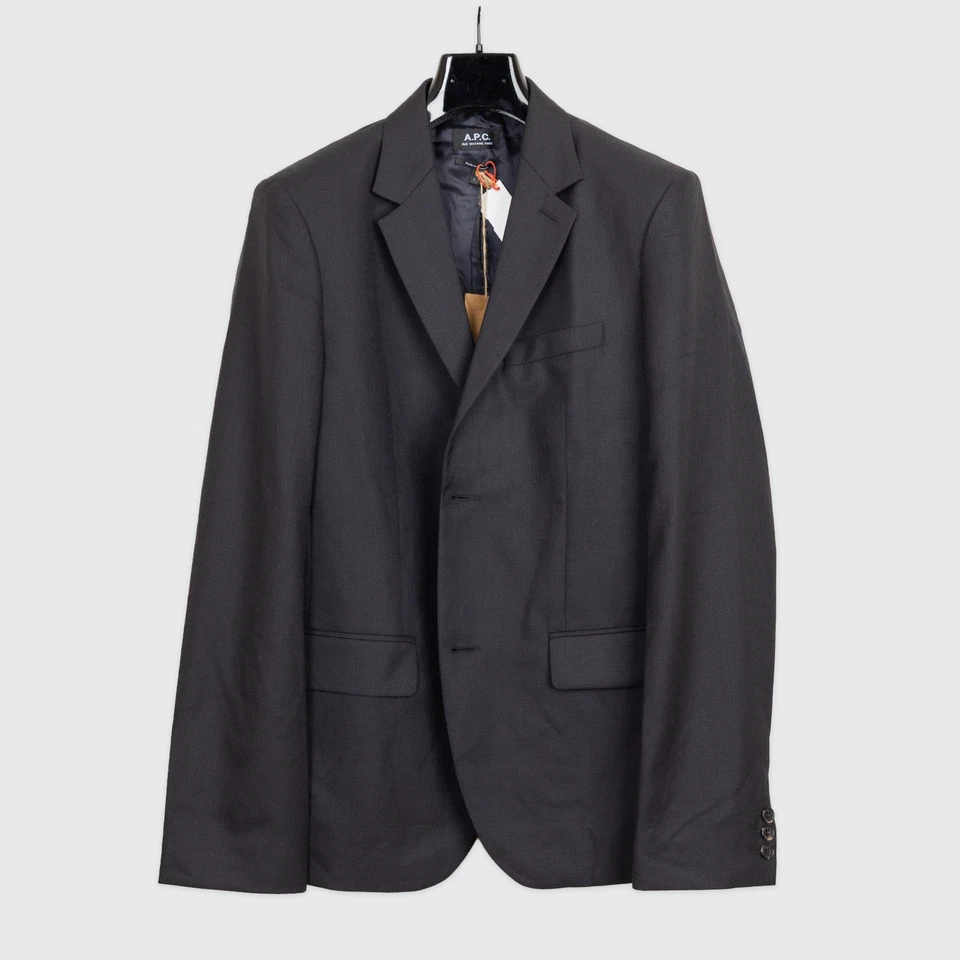 A.P.C. Blazer Off Black Wool Basket Weave Slim Fit Serges Jacket - Image 1 of 4