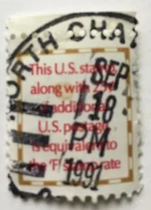This US Stamp Along With 25c Of Additional Postage Is Equivalent To F stamp Rate - Foto 1 di 1