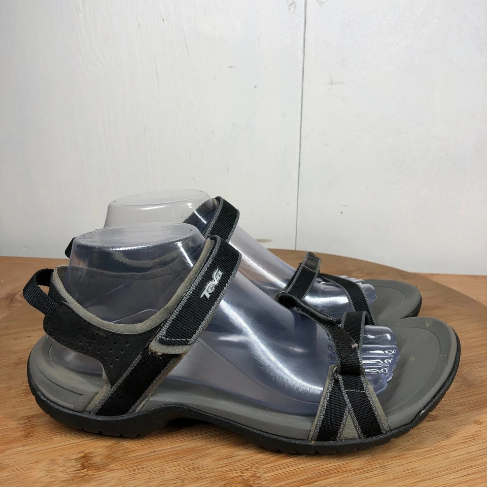 Sandalias Teva para mujer 10 Verra ligeras con tiras deportivas negras punta abierta zapato playa agua Foto 1 de 4