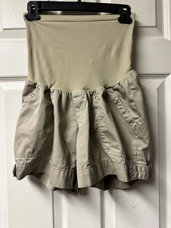 Oh Baby Motherhood Cargo khaki Shorts Womens Size M Medium Maternity Low Rise - Image 1 of 4