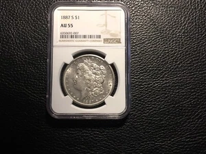 1887-S Morgan Dollar NGC AU 55 White Bright - Picture 1 of 4
