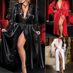 Women Long Silk Satin Kimono Robe Wedding Dressing Bathrobe Gown Bridesmaid New - Picture 1 of 13