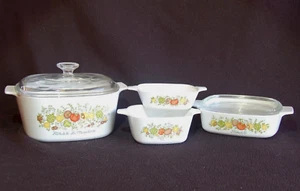 Corning 'SPICE Of LIFE' Bake / Store/ Serve ~ 1 qt, 3 qt, + 2 Petite ~ Vintage - Picture 1 of 8