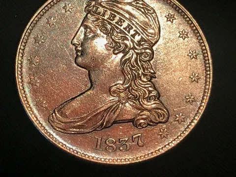 1837 Capped Bust Half Dollar- AU/MS Details, Die Cracks Cover