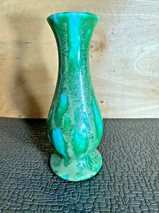 Green Blue Drip Glaze Vase, 6" signed - Picture 1 of 6