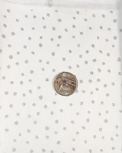 White w/ Silver Glitter Dots Cotton Fabric Quilting Apparel Fashion 14" x 43" - Picture 1 of 1