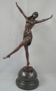 Sexy estatua escultura estilo Art Deco de bronce firmada estilo Art Nouveau - Imagen 1 de 8
