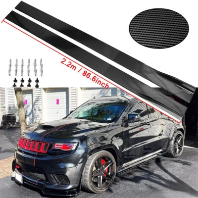 Carbon Fiber 86.6inch Side Skirt Extensions Rocker Panel For Jeep Grand Cherokee Foto 1 de 4