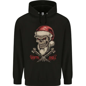 Christmas Santa Skull Heavy Metal Biker Xmas Childrens Kids Hoodie - Picture 1 of 3