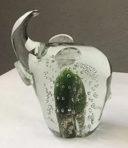 Vintage Murano Handblown Bubble Glass Abstract Elephant with Green Inside Accent - Picture 1 of 8