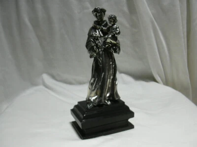 Alte Heiligenfigur  Heiliger Antonius Antonio aus Silber - Bild 1 von 4