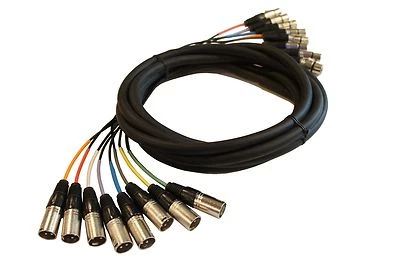 15' 15ft 8 x XLR F Female to 8 x XLR M Male Multipair Snake Mic Microphone Cable - Image 1 of 2