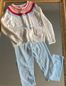 2 Piece Gymboree Girls Cardigan Sweater Sz L & Lt Blue Coord Knit leggings Sz 9 - Picture 1 of 10