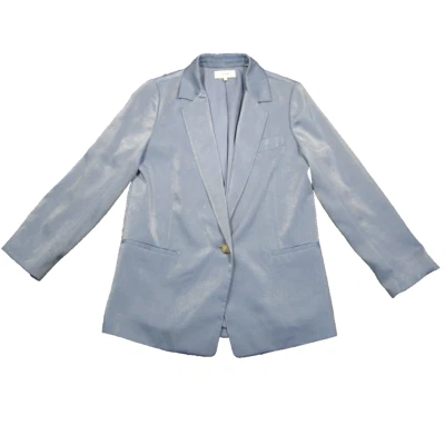 Vince Boyfriend Blazer Womens 4 Sky Blue One Button Notched Lapel Velour Velvet - Image 1 of 4