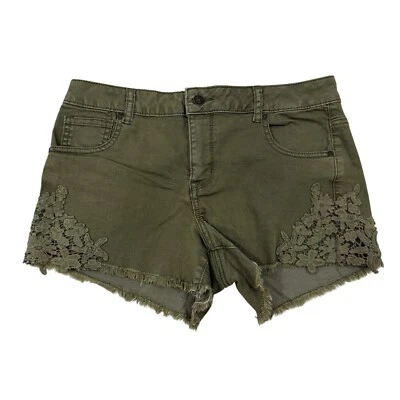 Pantalones cortos de mezclilla Altar'd State verde dobladillo deshilachado talla 29 mezcla de algodón elástico Foto 1 de 4