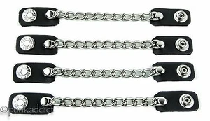 1 row chain Extension Black Leather Biker Vest Extender 4 Pcs Lot - Picture 1 of 2