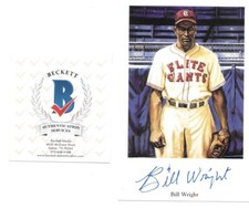 Bill Wright Negro Leagues Ron Lewis Postcard Signed Auto Autograph Beckett COA