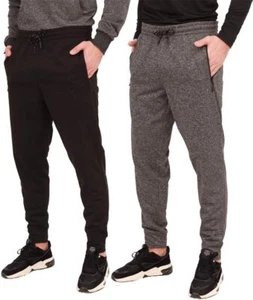 1 Pack/2 Pack Mens Jogger Gym Sweatpants, Medium, Black/Dark Grey Melange - Picture 1 of 7