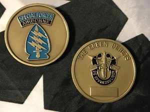 THE GREEN BERET Special Forces Group Airborne SFG(A) Unit Insignia Patch Coin - Picture 1 of 1
