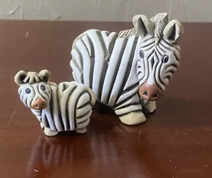 Vintage Artist Pair Ceramic Raku Zebra Hand Painted Figure Statue Decor - Picture 1 of 9