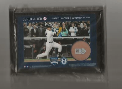 Derek Jeter Farewell Captain 9/25/14 W/ Game used dirt from Jeter last home dirt - Image 1 of 4