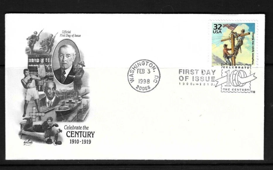 USA  SC # 3183e First Telephone Line  -Celebrate The Century- FDC . Artcraft - Image 1 of 1